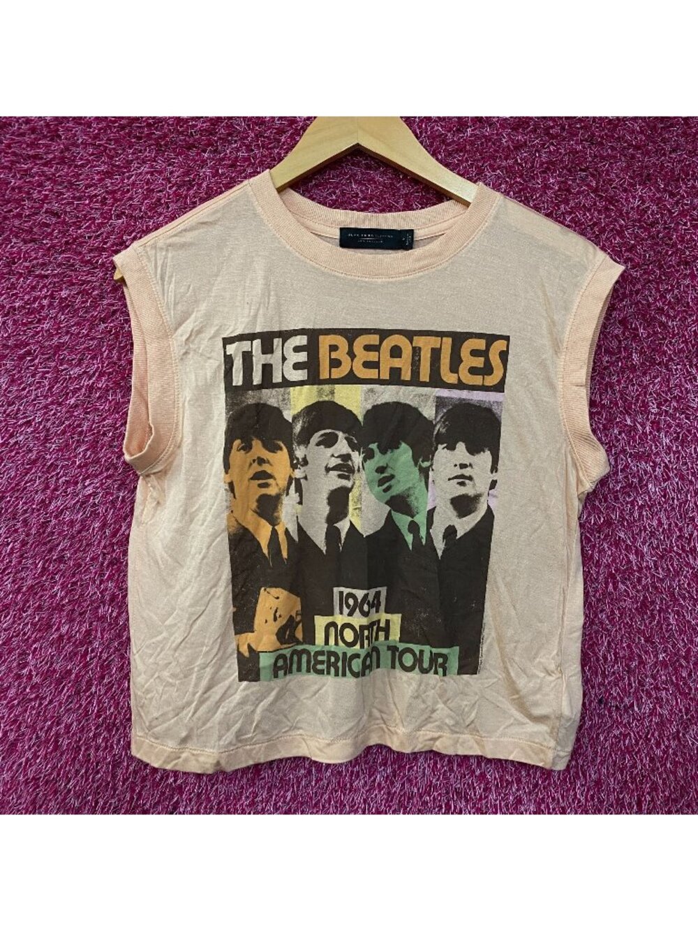 Junk Food Clothing "The Beatles 1964 North American Tour" Crop Tank Top Small